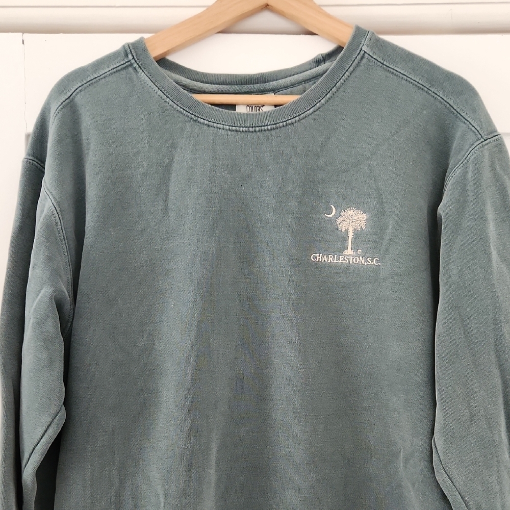 Comfort Colors Men's Crewneck Sweater‎ - Charleston S.C. Teal - Picture 3 of 5